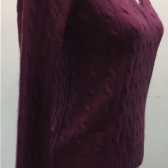 Eddie Bauer Cable Knit Violet Small Cotton Angora L/S  V-Neck Women Sweater - Picture 8 of 11
